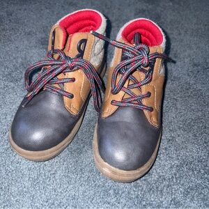Osh Kosh Boys Ankle Boots Size 8 Toddler Blue And Red Brown Valentines
